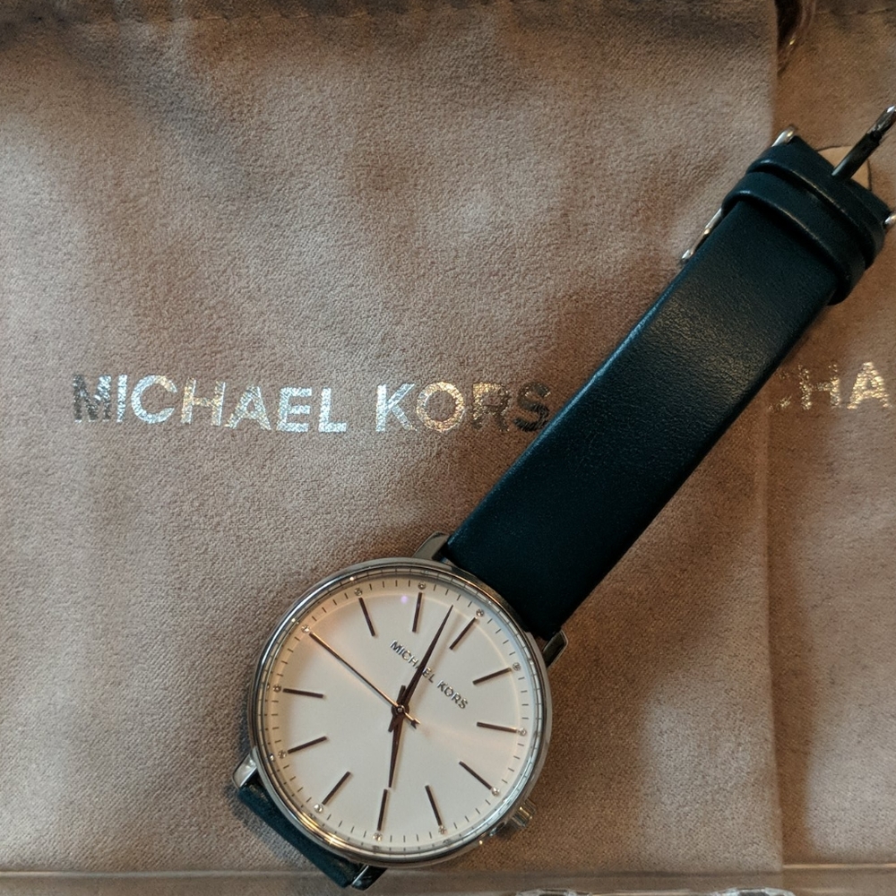 Teal Leather Michael Kors Silver Face Watch